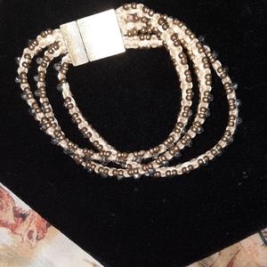 BOHO Chic Rustic rope bead bracelet multistrand Magnet closure